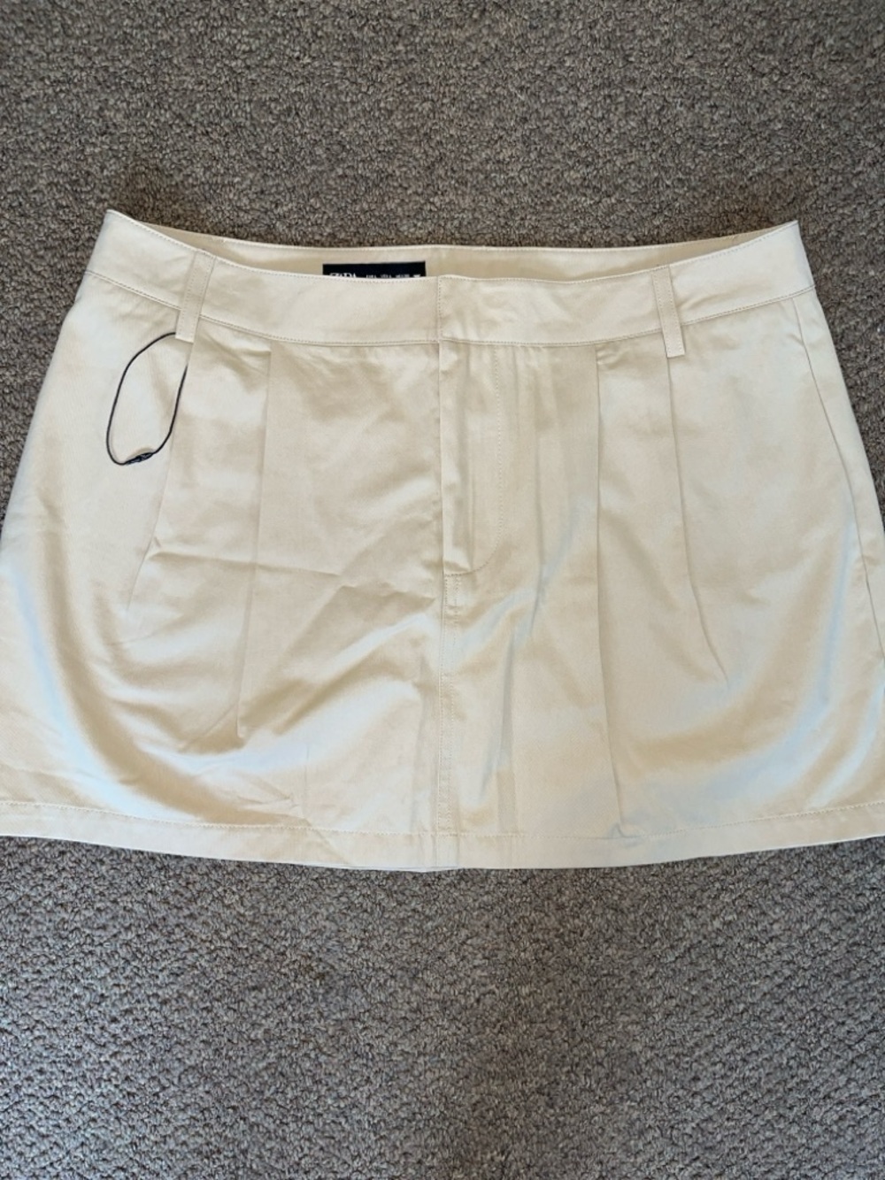 Zara Khaki Pleated Mini Skirt